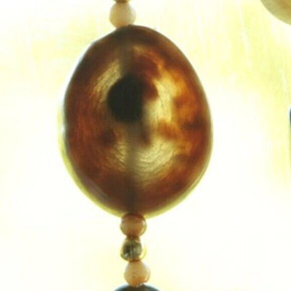 Vintage 70's Natural Horn, Coral & Abalone Shell Necklace 25” - Picture 3 of 14